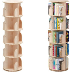 Ptuwods Rotating 360° Bookshelf Bookcase Hexagonal Children's Bookcase Tall Bookcase Floor Standing Corner Book Shelf Storage Rack for Home Living Room Office (5 Tier)