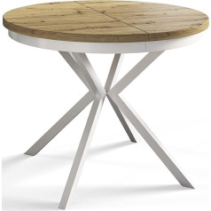 Alpimeble Round Table 90 cm / 170 cm Mountain | Folding Table | Kitchen Table | Dining Table | Dining Table | Living Room Table | Room Table | Modern Table | White Metal Legs | Extendable | Artisan