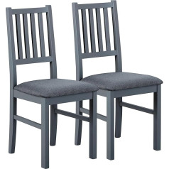 Inter Link - Robust Dining Room Chair - Country House Style - Set of 2 - Solid Pine Wood - Grey - Luzerna 7.1