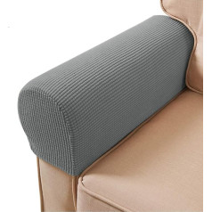 ‎Esrise ESRISE Armrest Chair Covers, Stretch Armchair Couch Armrest Cover Non-Slip Spandex Polyester Sofa Chair Arm Caps Slipcovers for Furniture Protector, Set of 2 (Light Grey)