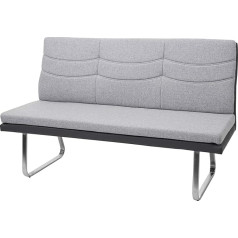 Mendler HWC-G54 Dining Room Bench Fabric / Faux Leather Brushed Stainless Steel Grey Bench 160 cm