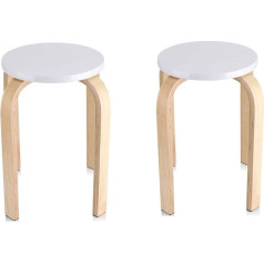 Soulong Round Stackable Stool Wooden Stackable Stool Shower Stool for Bathroom 45.5 x 30 cm White (Pack of 2)
