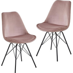 Finebuy Möbel Zum Wohlfühlen FineBuy Dining Room Chairs, Set of 2, Velvet Kitchen Chairs with Black Legs, Shell Chair, Scandinavian Design, Upholstered Chair with Fabric Cover, Chair Padded