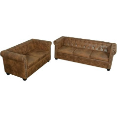 Mengtu Chesterfield Sofas 2-Seater and 3-Seater Recliner Sofa Furniture Relaxing Couch Sofa Office Sofa Multifunctional Sofa Upholstered Sofa Set Office Brown