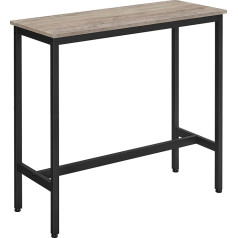 Vasagle Bar Table, Kitchen Table, Kitchen Counter, Rectangular Bar Table, Sturdy Metal Frame, 100 x 40 x 90 cm, Easy Assembly, Narrow, Industrial Design, Greige-Black LBT010B02