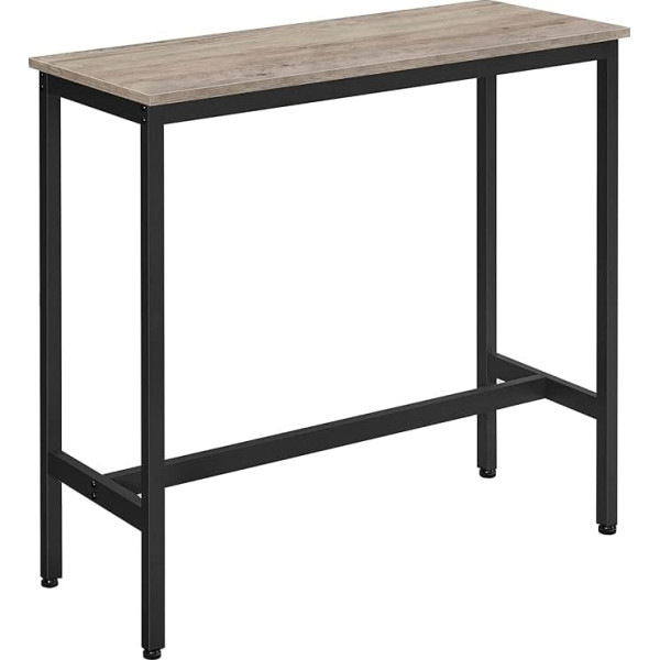 Vasagle Bar Table, Kitchen Table, Kitchen Counter, Rectangular Bar Table, Sturdy Metal Frame, 100 x 40 x 90 cm, Easy Assembly, Narrow, Industrial Design, Greige-Black LBT010B02
