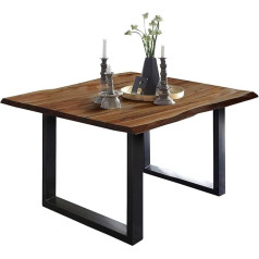 SAM Mephisto Live Edge Dining Table, Solid Acacia Wood Table with U-Frame, 120 - 220 cm