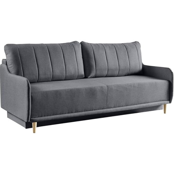 Bettso - Moris Couch, Sofa with Sleep Function - Width 217 cm, Lying Surface 200 x 140 cm, Sofa Bed for Living Room, Sofa Bed with Bed Box, Sofa with Sleep Function - Velvet/Velour Grey
