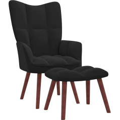 Tidyard Recliner Chair with Stool, Vintage Retro Armchair, Upholstered Chair, TV Chair, TV Chair, Wing Chair, Lounge Chair, Living Room Chair, Relaxing Chair, Chair, Black, Velvet