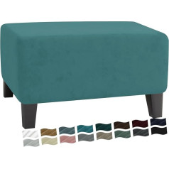 Maxijin Velvet Ottoman Slipcover Small Stretchy Square Rectangle Footstool Slipcover Collapsible Storage Ottoman Covers for Living Room with Elastic Bottom (Ottoman,