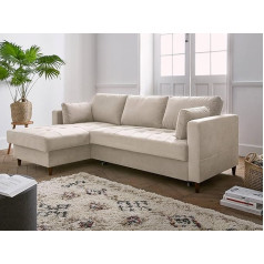 Lisa Design Anna – Ecksofa mit Schlaffunktion– mit Bettkasten – 4-Sitzer – zeitgenössischer Stil – Links Beige