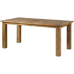 MASSIVMOEBEL24.DE Railway Mango Dining Table, Sizes, Natural Varnish, Size: 200 x 100 cm