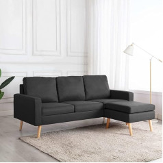 Chenshu Outdoor Sofa Garden Outdoor 3 Seater Sofa with Footrest Dark Grey Fabric