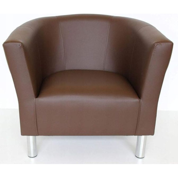 Marthome Club Trio Armchair, Upholstered Armchair, Stool, Stool, Cocktail Chair, Faux Leather Armchair, Living Room, Office, Bedroom, Waiting Room (Brown)