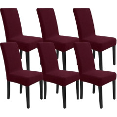 ‎Ystellaa YSTELLAA Stretch Chair Covers, Set of 6, Removable Washable Chair Covers, High Back Covers for Chairs, Elasticity, Universal Chair Covers for Dining Room Chairs, Jacquard Chair Cover Modern, Red