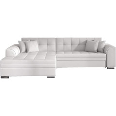 Mb-Moebel Moreno Corner Sofa with Sleep Function, Couch for Living Room, Sofa Bed Sofa Set, Sofa Corner Sofa, L-Shape Living Landscape (Left, White)