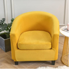 Surwin Armchair Cover Armchair Protector with Elastic Stretch Cover, Plain Velvet Armchair Throw, Universal Chair Protective Cover, Sofa Cover for Club Chair, Lounge & Cocktail Chair (Gold)