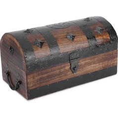 Ajuny Handmade Pirate Treasure Chest Wooden Vintage Keepsake and Decorative Storage Box with Shell Stripes Large Jewellery and Jewellery Holder Organiser Home Decoration Gift 11 x 6 Inches