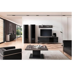 Lomadox Living Room Set with Coffee Table, Sideboard, Display Cabinets, Wall Board, TV Lowboard in Black with Oak Modern 6-Piece
