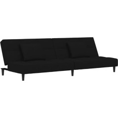 Vidaxl Sofa Bed 2-Seater Sofa Bed with 2 Cushions Guest Bed with Wooden Frame Sofa Bed Day Bed Couch Sofa Extendable Black Velvet