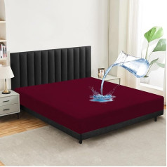 Mafudoxi Waterproof Mattress Protector 200 x 200 cm Fitted Sheet, Breathable Mattress Topper Bed Sheet, High-Quality Fitted Sheets, Incontinence Underlay, Washable at 60°C, Red