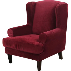 ‎Ele Eleoption ele ELEOPTION Wingback Chair Cover 2 Pieces Set - 2 in 1 Design Removable High Stretch Soft Velvet Armchair Covers Armchair Slipcover Protector for Living Room Bedroom Hotel