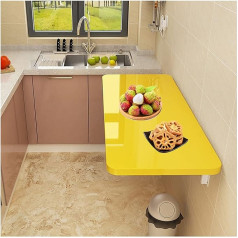 Generisch Schwebender Klapptisch zur Wandmontage, für kleine Räume, Gelb, 70 x 50 cm, ideal für Waschküche, Arbeitszimmer, Schlafzimmer