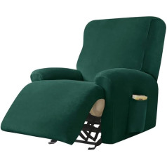 Highdi Stretch Cover for Recliner Chair, Complete Armchair Protector, Stretch Relaxing Chair Covers - Plain Velvet Elastic Armchair Cover for TV Chair, Lounger, Armchair (Dark Green, 1.1 Seater)