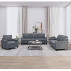 Homgoday 3-Piece Sofa Set with Cushion Living Room Sofa Couch with Backrest Lounge Sofa Upholstered Sofa Guest Sofa Couch Set Modern Seat Furniture for Living Room Office Bedroom Dark Grey Velvet