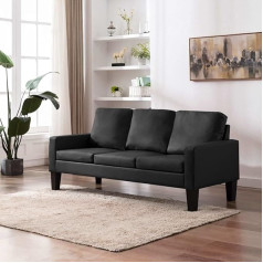 Musevane 3 Seater Sofa Black Faux Leather