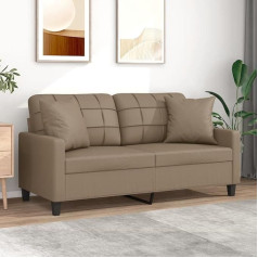 Hommdiy Sofa, Couch with Decorative Cushions, Recliner Sofa for Living Room, Upholstered Sofa, Armchair, Relaxing Sofa, Lounge Sofa, Recliner Couch, Faux Leather, 140 cm, Cappuccino