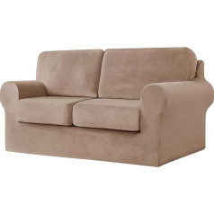 ‎Topchances Topchances Sofa Cover for 2 Seater with 2 Separate Cushions and 2 Backrests, 5 Pieces Stretch Sofa Slipcover Replacement Furniture Protector for Living Room (Taupe 2 Seater)