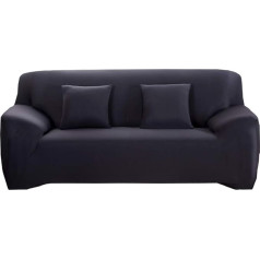 Monba Sofa throws, stretch elastic fabric for 1/2/3/4 seater sofa, couch chair, pure colour protective cover, polyester, black, 4 seaters: 230-300 cm.