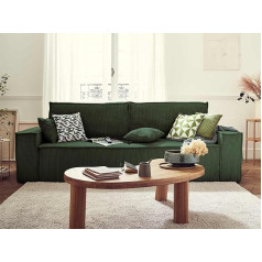 Bestmobilier Dellia 3 Seater Sofa with Sleep Function - With Storage Box - Corduroy - Contemporary Style Green