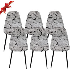 ‎Jaotto Jaotto Chair Covers, Set of 6, Stretch Dining Room Chairs Cover, Universal, Washable, Removable, Elegant Chair Cover, Chair Cover, Non-Slip, Kitchen Chairs for Office, Dining Room, Living Room, Grey