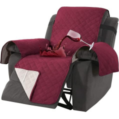 LINGKY Armchair Protector for TV Chair, 100% Waterproof, 1-Seater Armchair Protector, Non-Slip Armchair Cushion, Relax Chair with Adjustable Straps, Washable Armchair Throws, Armchair Cover (Wine Red,