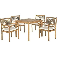 Safavieh EUP6722A Malibu Outdoor Dining Set - Teak Brown/Ecru (5-Piece)