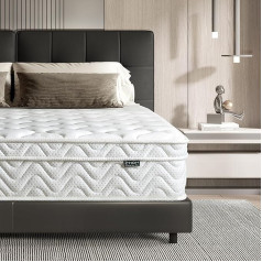 Z-Hom Mattress 140 x 200 cm, Height 26 cm, 7-Zone Spring Mattress, Orthopaedic Pocket Spring Mattress with High-Quality Comfort Foam, Hardness H3