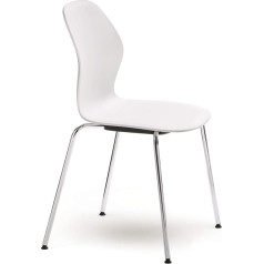 Sedus se:spot Four Foot Chair Design Living Room Chair White Chrome Frame Stackable Plastic 855 mm