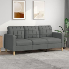 Homgoday 3-Seater Sofa, Lounge Sofa with Backrest, Upholstered Sofa, Double Sofa, Living Room Sofa, Guest Sofa, Couch, Modern Sofa for Living Room, Reception, Office, Dark Grey, 180 cm Fabric