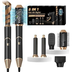 Airstyler 5-in-1 Ion Hair Dryer with Air Curling Iron, UKLISS Ion Hair Dryer, 5-in-1 Hairstyler, Warm Air Brush, Multistyler, 5-in-1 Airbrush Set, Hair Dryer, Women's Hair Dryer Set, Black