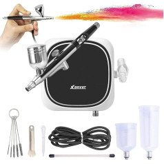 XDOVET Airbrush Set 30PSI Airbrush Kit with Compressor, Mini Airbrush Compression Kit for Makeup, Cake Decoration, Nail Art, Painting, Tattoo, DIY Modelling