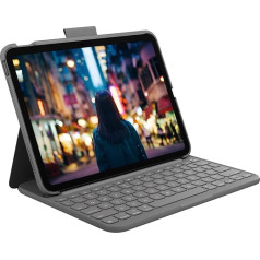 Logitech iPad (10th Generation) Keyboard Case | Slim Folio with Integrated Wireless Keyboard (Graphite) - Spanish Layout