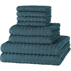 Merana OSLO Hand Towel Set, Quick-Drying, Soft & Lint-Free, Terry Luxury Quality, 100% Cotton Terry Cloth, Oeko-Tex, 590 gsm, Petrol Green (Economy Set of 8, 4 Guest Towels, 2 Hand Towels, 2 Bath