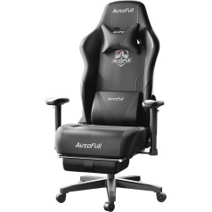 AutoFull C3 Gaming Chair, Ergonomic Computer Chair without Wing Cushion, Racing Style PU Leather Office Chair with Lumbar Support Cushion and Footrest, Black