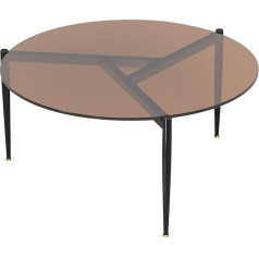Artloge Coffee Table Round Glass Living Room Table: Gold Nordic Minimalist Glass Sofa Table - Modern Side Table for Home, Living Room, Patio, Garden - 80 × 80 × 40 cm