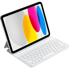 HOU Keyboard Case for iPad 10th Generation 2022, Ultra Slim Bluetooth Keyboard, Magnetic Folio Keyboard Case Compatible with iPad 10th Generation 10.9 Inch, QWERTZ, White
