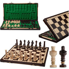 ROYAL LUX 65cm / 26in Brass Decorated Luxury Wooden Chess Game, Handcrafted Classic Game