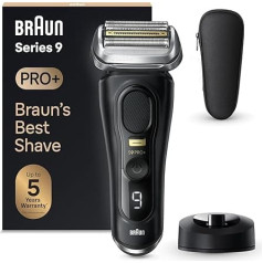 Braun Series 9 Pro+ 9510s Men's Electric Shaver with 5 Pro Shaving Elements, Long Hair Trimmer ProTrimmer, Charging Station, 60 Minutes Running Time, Wet & Dry, Made in Germany, Black
