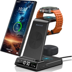 Wireless Charger for Samsung Charging Station for Galaxy S25 Ultra, Inductive Charging Station for Samsung Galaxy Watch Ultra/7/6, Wireless Charger for Galaxy S24 Z Flip 6, Galaxy Buds